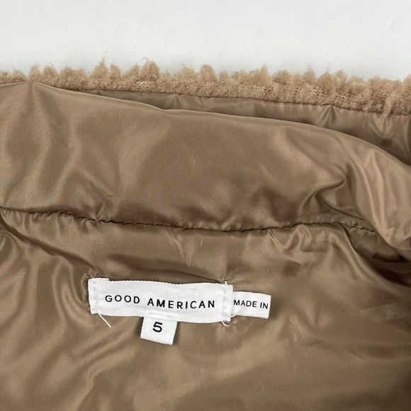 Good American Tan Full Zip Two Tone Puff Fleece Jacket Size 5 US 2XL - Picture 11 of 15